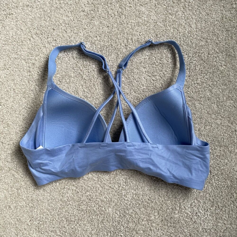Aerie Real Sunnie Wireless Bra Crossover Back Light Blue Supportive Size 34B - Picture 2 of 8